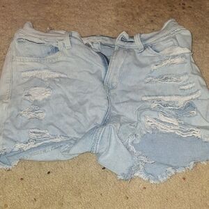 Arizona Jean Company Distressed Light Blue Denim Shorts